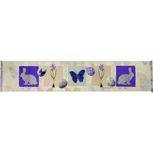 Easter Egg Butterfly Rejoice Table Runner Topper Bunny Rabbit Fringed Edge NEW